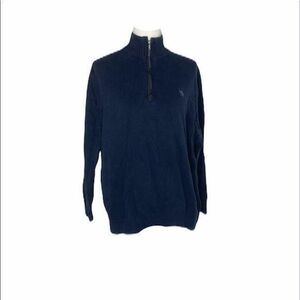 U.S.P.A. Men’s Sweater Dark Blue Tight Knit 100% Cotton High Neck Size Large